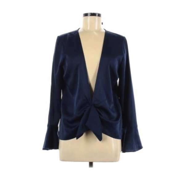 Nwt Plenty by Tracy Reese Navy Bell Sleeve Blouse - Picture 1 of 9